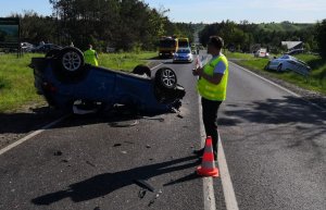 Wypadek trzech osobówek w Wielkim Głęboczku